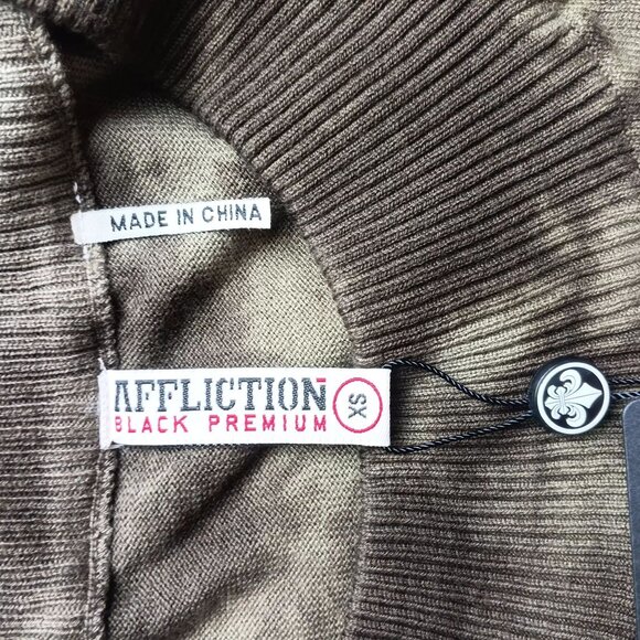 AFFLICTION Dress Astoria Sweater Mini Size XS Olive Green NEW NWT - Picture 12 of 13